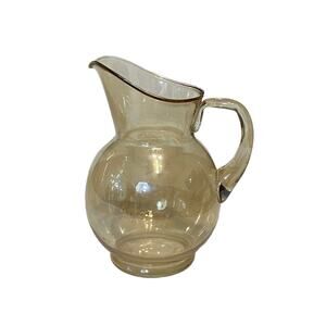 Vintage Amber Tinted Yellow Art Glass Pitcher MCM